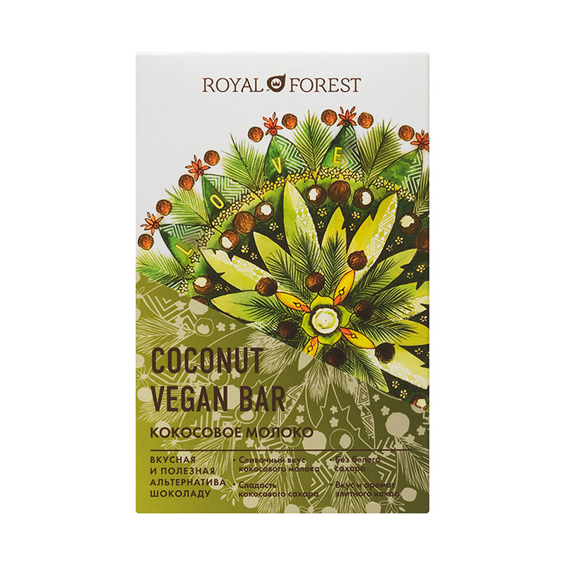 картинка Веганский молочный шоколад Royal Forest из кокосового молока срок годности менее 50% от Royal Forest